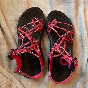 Pink Triple Strap Chaco Sandals